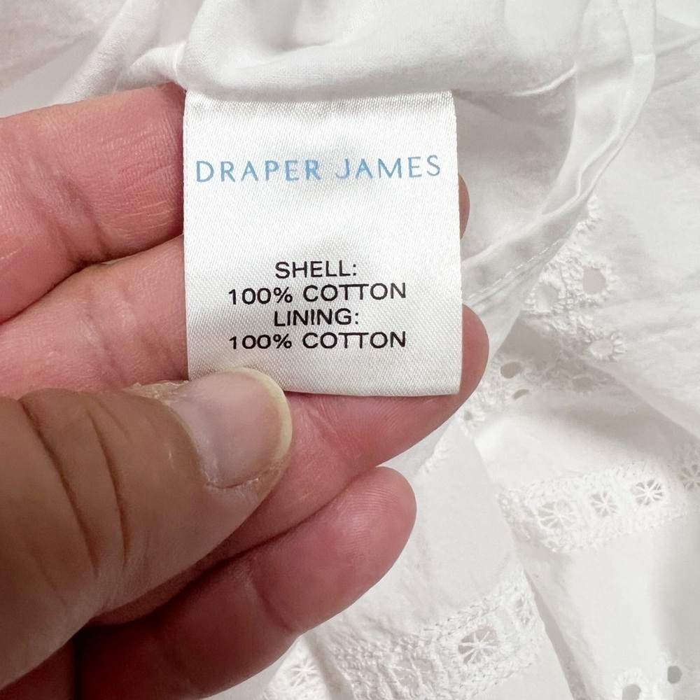 Draper James Womens White Button Down Eyelet Flounce Skirt Shirtdress Size 8 - Picture 3 of 8